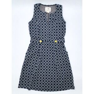 ANTHROPOLOGIE TABITHA Lorel Geometric Sleeveless Retro Dress Blue Women's Sz 2